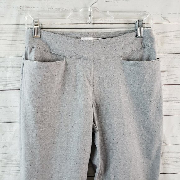 Lady Hagan Womens Cropped Pull On Pants Sz 6 Gray Black Micro Dot Mid Rise - Picture 2 of 7